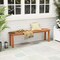 Natural 59 Inch Wooden Patio Dining Backless Bench with Teak Oil Finish and Slatted Seat